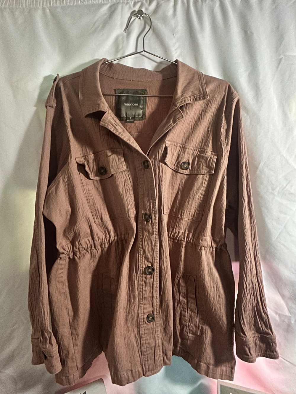 Maurices Dusty Rose Utility Jacket - Women's Button Front